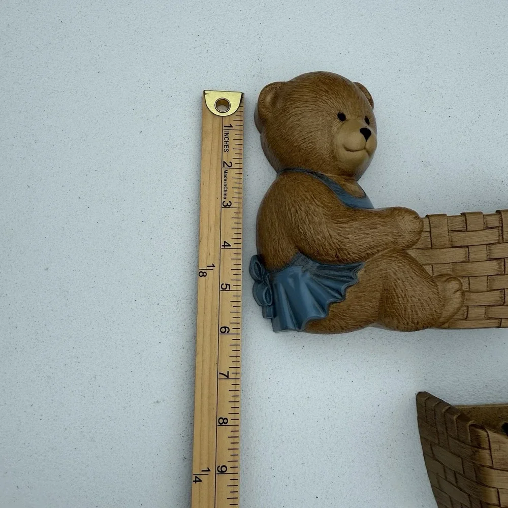 Vintage Burwood Products Nursery Decor Teddy Bear Wall Decor Planters Set Of 2‎